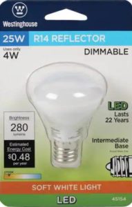 Westinghouse R14 Reflector 25W Light Bulb Packaging