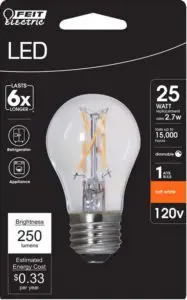 Feit 25W A15 E26 Appliance Light Bulb Packaging