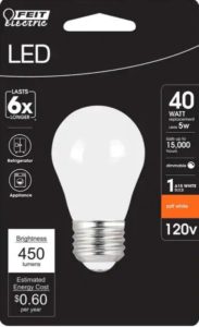 Best Range Hood Light Bulbs - Feit 40W A15 E26 Appliance Light Bulb Packaging